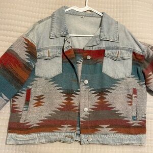 Jean Jacket with Aztec print
